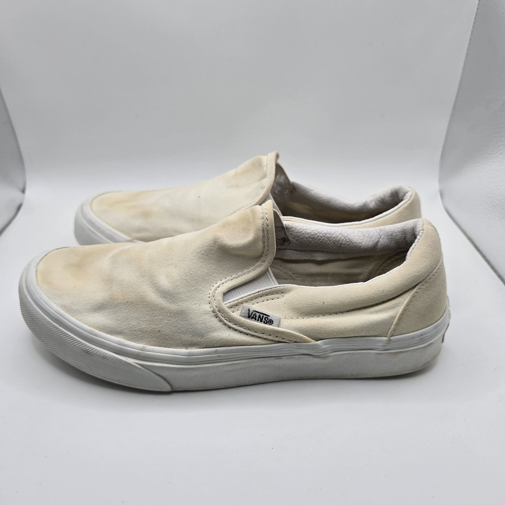 Vans Classic Slip-On Men's US 5.5 Off-White Canvas Skate Shoes Casual Sneakers